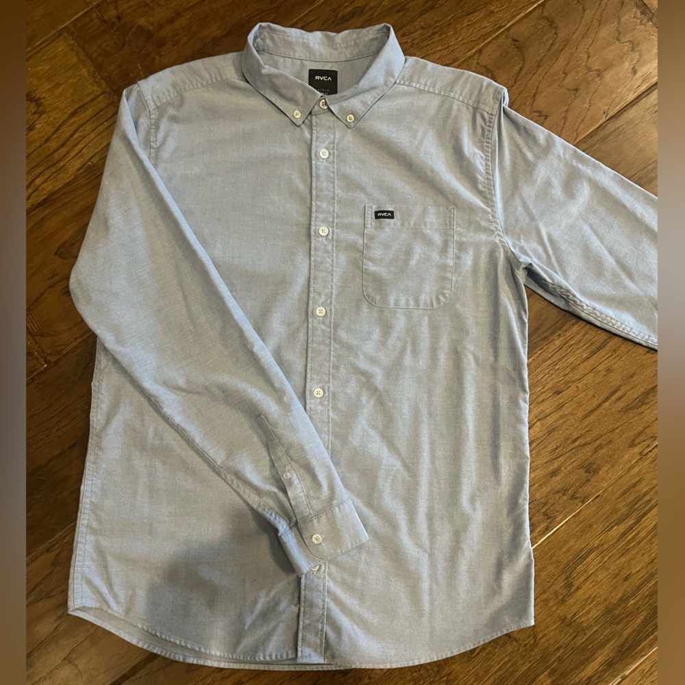 RVCA men’s. Long sleeve. Light blue. Dress shirt. Large. Slim fit.